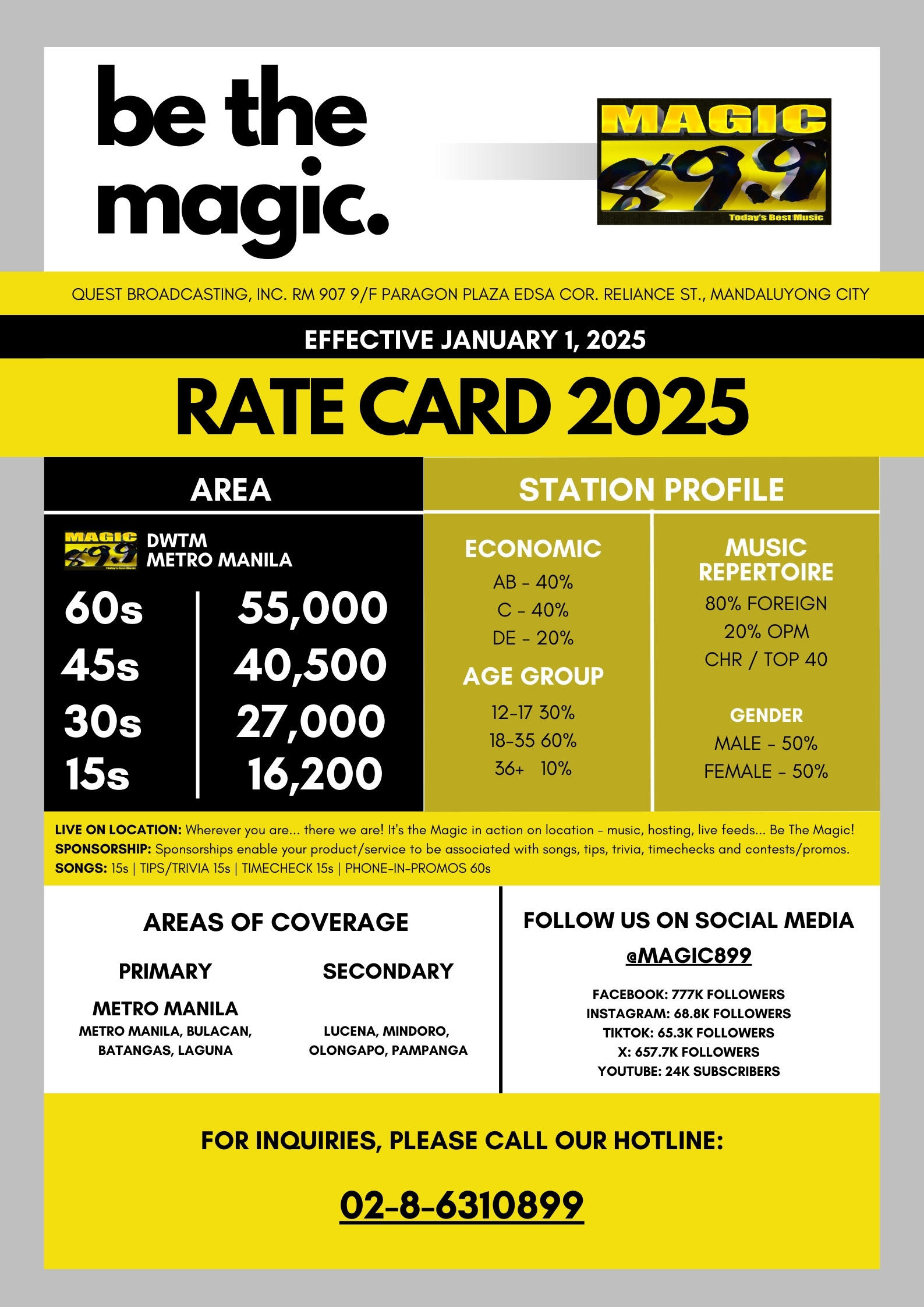 Magic 89.9 Rate Card